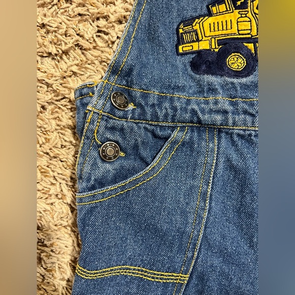 Kids vintage Denim Overall Shorts construction truck shortalls - Picture 11 of 11